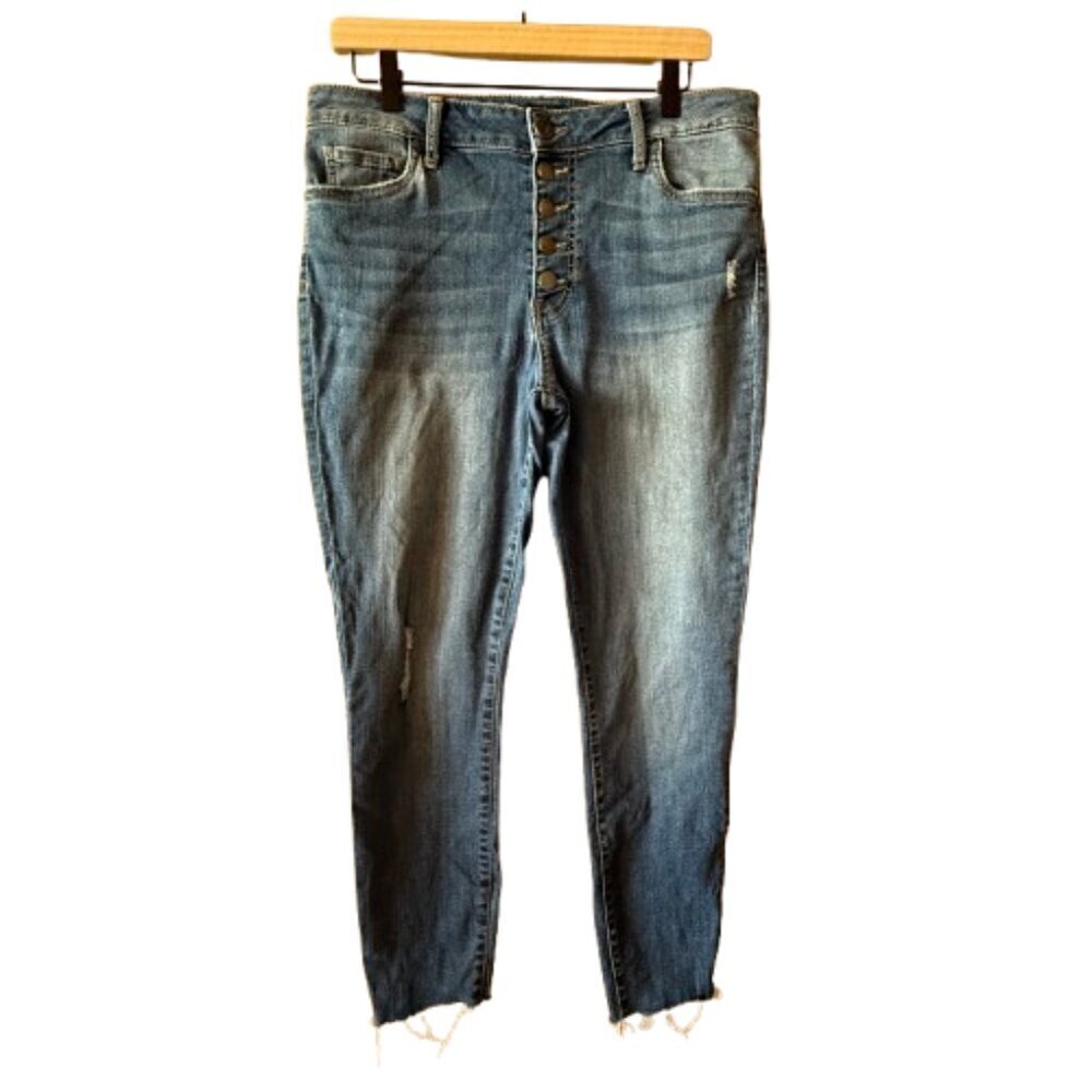 Women's 10 Kut from the Kloth Connie High Rise Ankle Skinny Distressing